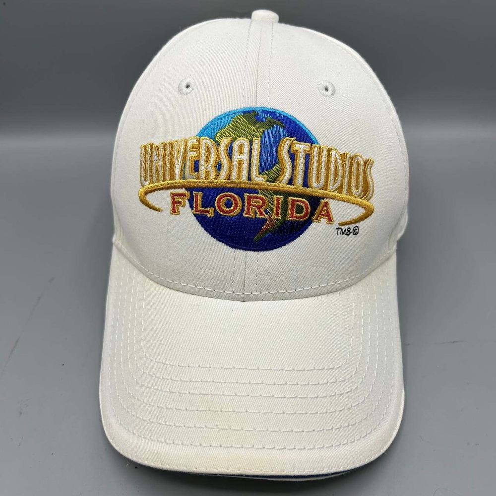 Universal Studios Florida Hat Men White Embroidered Strap Back Cap Cotton